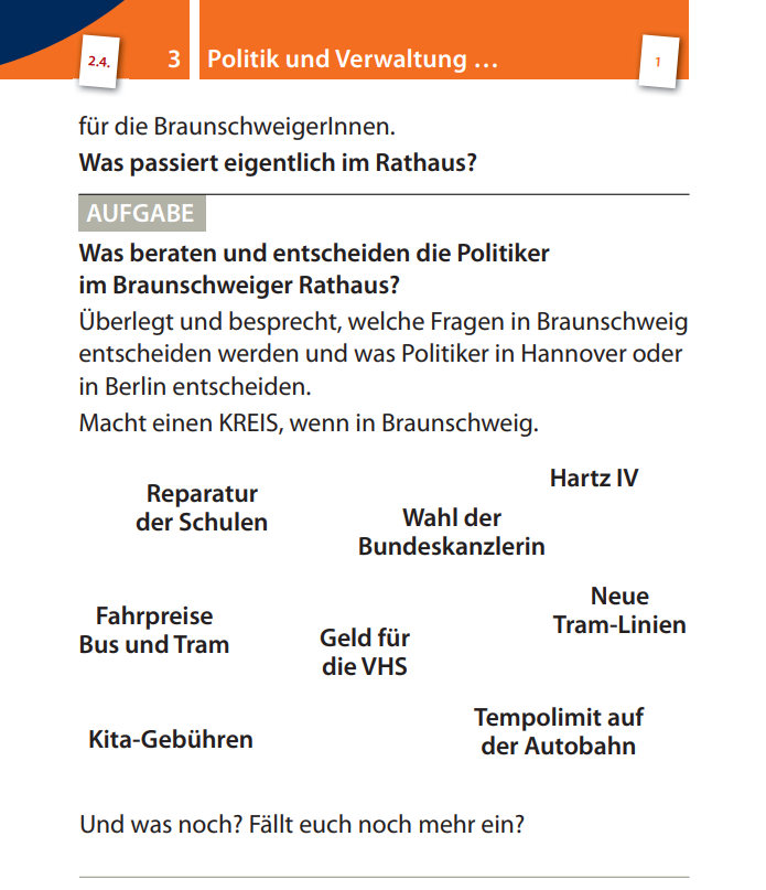 Screenshot eines Arbeitsblatts aus der Handreichung