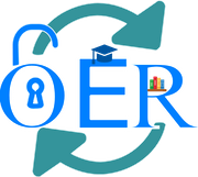 Das Bild zeigt das Logo des convOERters des RWTH Aachen: Der OER-Schriftzug wird durch zwei im Kreis gerichteten Pfeilen umschlossen.