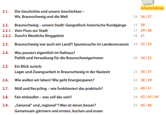Screenshot der Themenübersicht der Handreichung