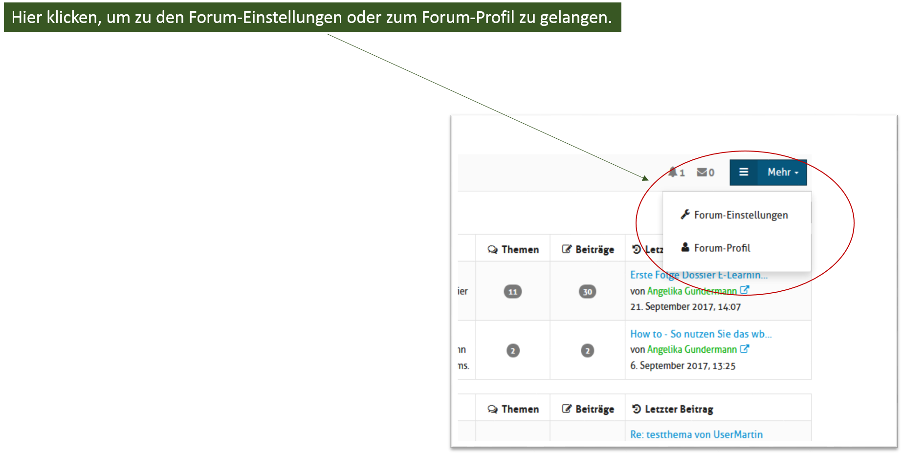 Screenshot mit Anleitung