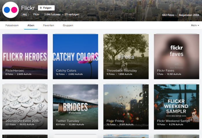 Öffentlich sichtbare Fotoalben auf Flickr