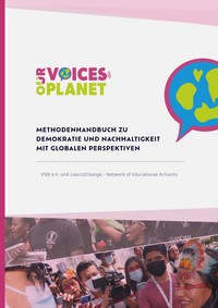 Das Bild zeigt das Cover des Methodenhandbuches für Demokratie und Nachhaltigkeit.