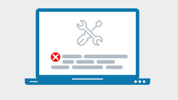 Das Bild zeigt einen Bildschirm, auf dem ein Fehler und ein "under construction" Schild schematisch abgebildet sind.