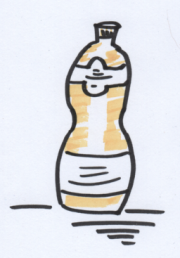 Das Bild zeigt eine gezeichnete Plastikflasche.