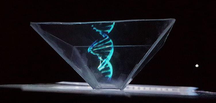 Das Bild zeigt ein Hologramm einer DNA-Kette.