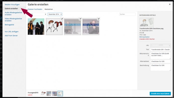 Galerie erstellen in Wordpress