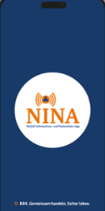 Das Bild zeigt einen Screenshot der NINA-Warn-App