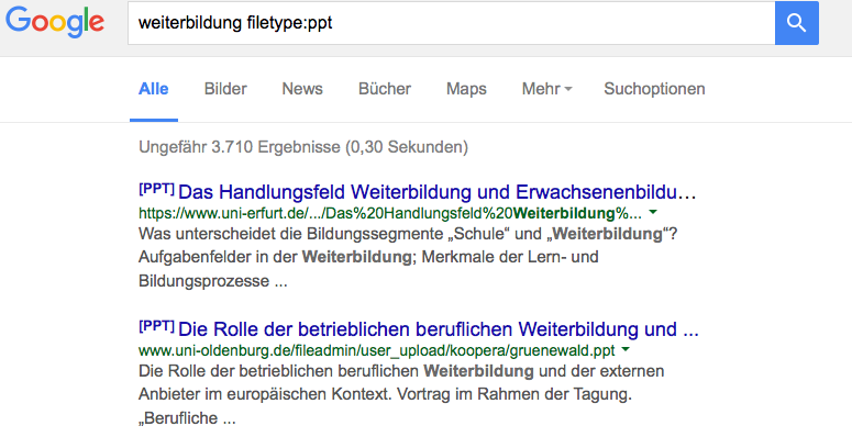 Screenshot einer Google-Suche