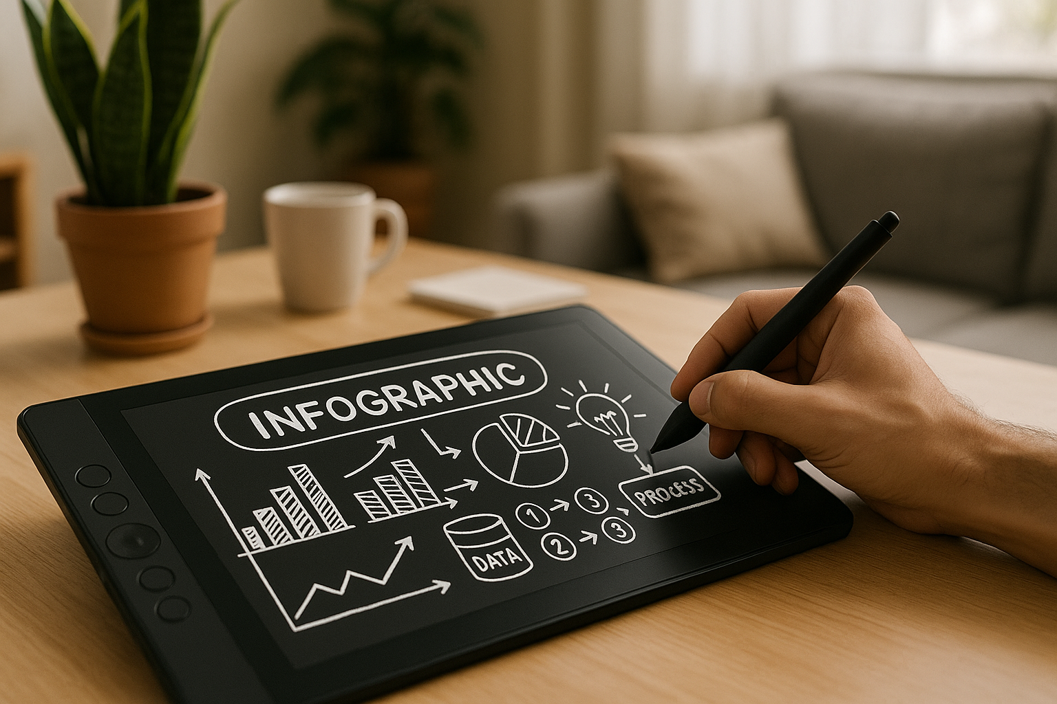 Beispielfoto einer Person bei der händischen Erstellung einer Infografik