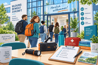 Mehrere Personen prüfen Informationsmaterial zur Notfallvorsorge.