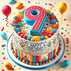Eine Geburtstagstorte zum neunten Geburtstag
