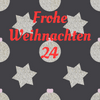 Adventskalender 2018 24 Sterne und Kugeln mit Ziffer 24 und Schriftzug Frohe Weihnachten
