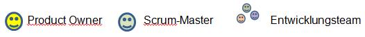 Auf dem Bild werden die Rollen in der Scrum-Methode, Product Owner, Scrum-Master und Team vorgestellt.