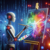 Ein Roboter malt ein Bild