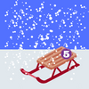 Adventskalender 2018 5 Schlitten im Schnee mit Ziffer 5