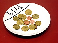 Das Bild zeigt einen Teller mit Trinkgeld.