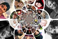 Das Kaleidoskop zeigt viele Bilder einzelner Menschen.