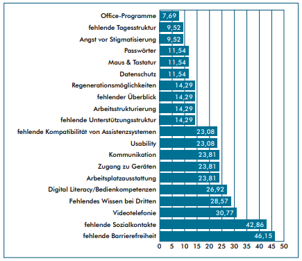 Ein Diagramm mit den am meisten genannten Barrieren für digitale Teilhabe