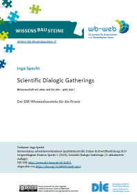 Screenshot der Titelseite des Wissensbausteins Scientific Dialogic Gatherings