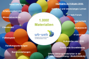 Das Bild zeigt bunte Luftballons und "1000 Materialien".