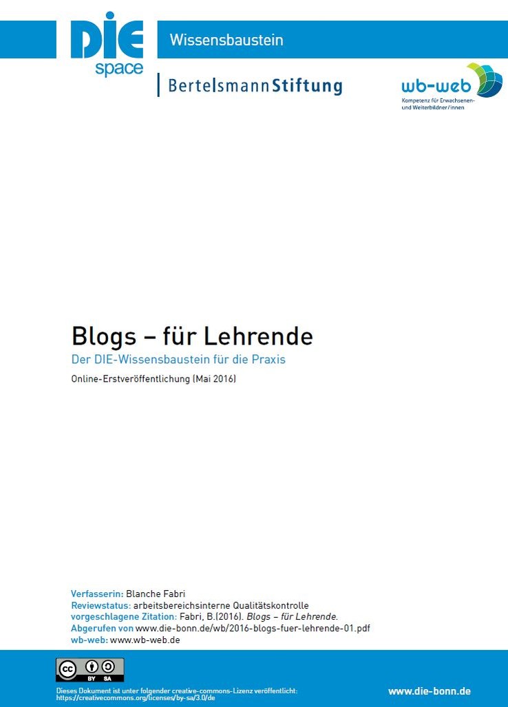 Download Wissensbaustein "Blogs - für Lehrende"