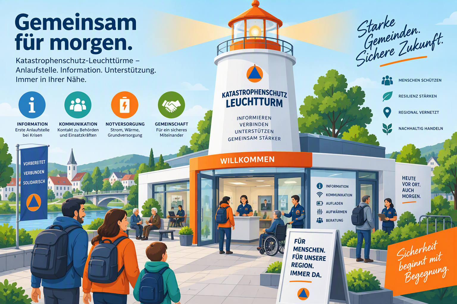 Das KI-generierte Bild zeigt einen Katastrophenschutz-Leuchtturm